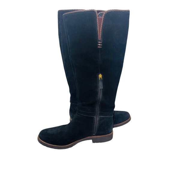 Franco Sarto Black Leather Suede Tall Riding Boots 10 Quiet Luxury Boho Cottage - Picture 8 of 15